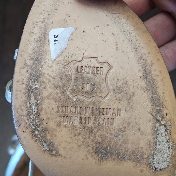 Stuart Weitzman strappy metallic heels womens 7.5 evening party wedding elegant - Picture 10 of 11